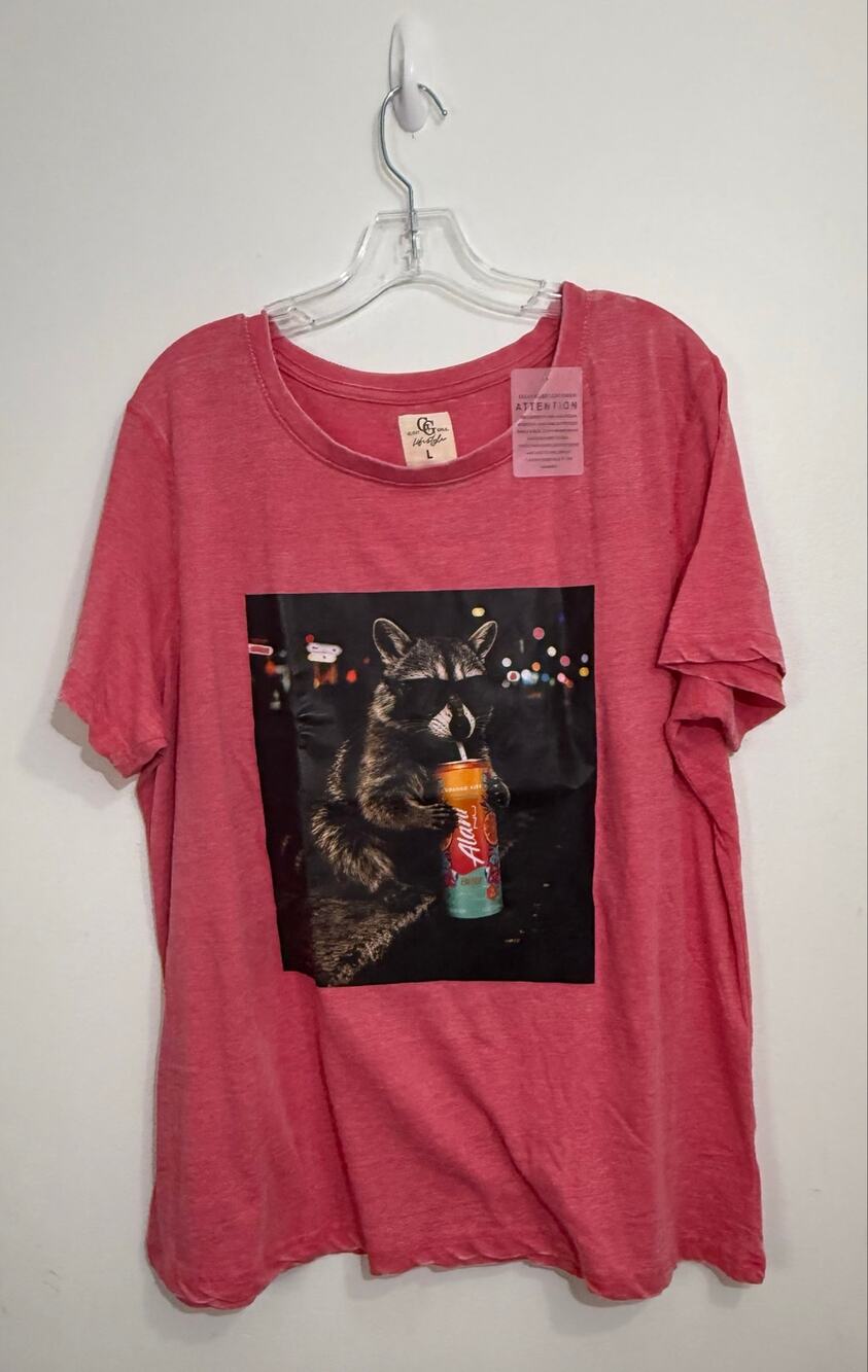 Custom Raccoon Alani Energy Drink Graphic Tee | Large to X-Large | NWOT | Funny